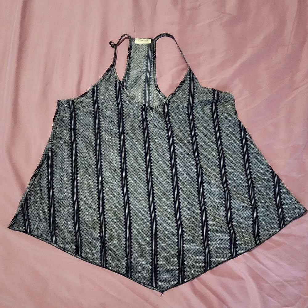 Navy blue and white tank